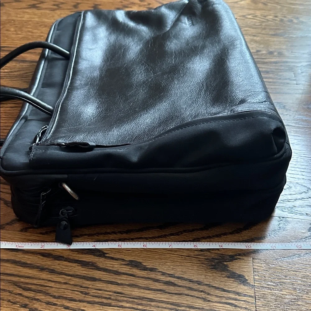 Santi Black Leather Laptop Bag 16”x12”5” with many pockets